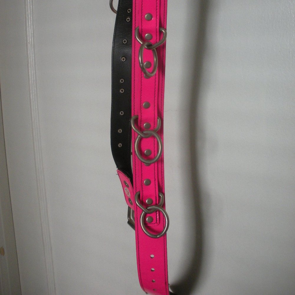 Neon Pink PVC Belt w/ Silver Rings